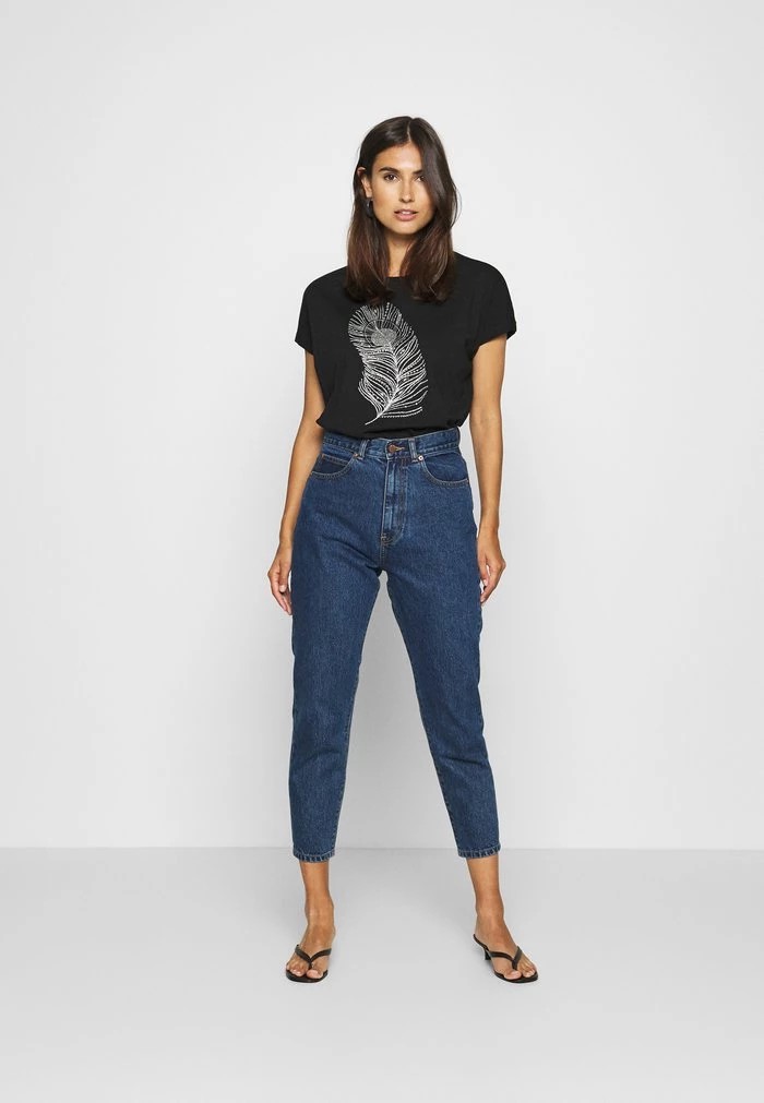 T-Shirt ANNA FIELD Anna Field Print T-shirt Noir Femme | DSM-1852449